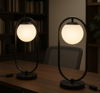DESC02 Luminária de Mesa Aro Orby Preto - Kit com 2 Unidades